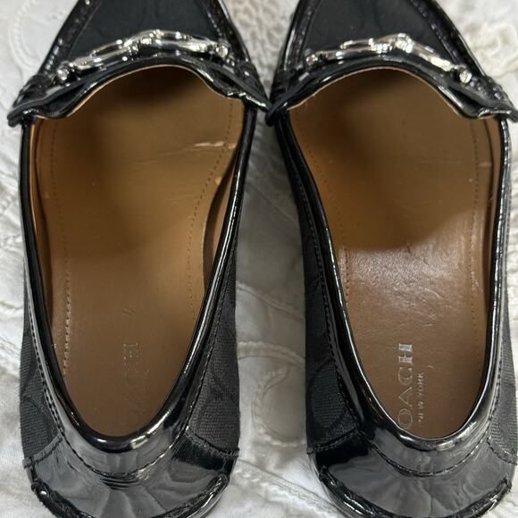 Coach Fortunata signature canvas/patent leather flats black 7.5 - Picture 6 of 7